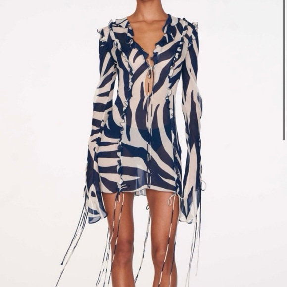 Rat & Boa Annika Zebra Print Mini Dress Medium - Picture 3 of 11